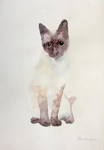 Cat, Animal, Watercolor artwork, Handmade, Original painting on paper - Picture 1 of 1