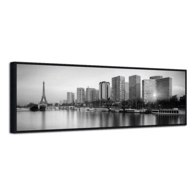 Framed Canvas Prints Artwork Picture Photo Black and White Paris Cityscape Gray - Image 1 of 4