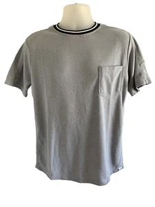 Level Ten Herren T-Shirt Baumwolle Kurzarm Farbe Stone Blau Weiß Besatz Größe S - Bild 1 von 15