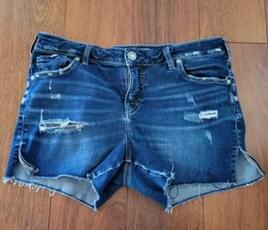 Damen Silver Jeans Co Elyse Distressed Denim Raw Hem Shorts Größe 29/8 - Bild 1 von 7