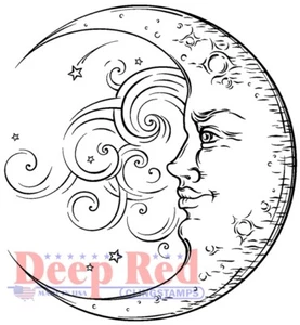 Deep Red Stamps Crescent Moon Rubber Cling Stamp - Picture 1 of 3