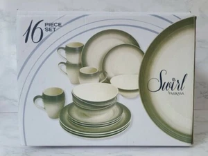 Juego de vajilla Mikasa Swirl Ombre 16 piezas en verde grafito lugar juego para 4 #257 - Imagen 1 de 1