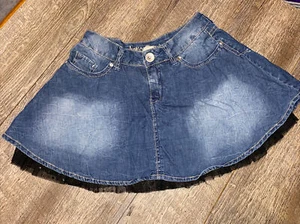 Justice sz 10 blue jean denim black tulle 80’s stranger things style Skirt - Picture 1 of 5