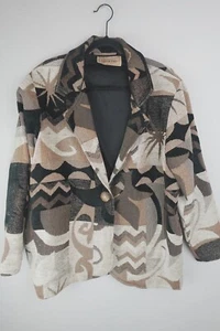 Painted Pony Tapestry Blazer Jacket Sz L Abstract Art Deco Western Made USA - Picture 1 of 9