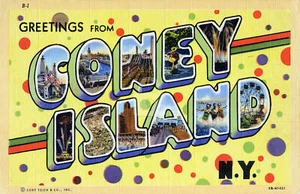 Large Letter Greetings from Coney Island, New York NY Postcard Copy - Picture 1 of 2