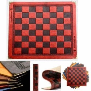 Play Pad Chess Board Unique Design Embossed Pattern Leather Game Mat Chessboard - Picture 1 of 11