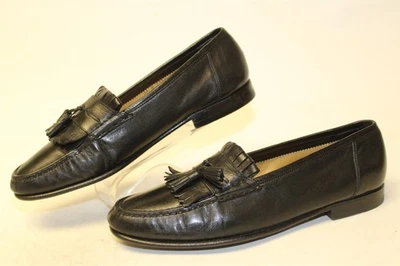 Santoni Hombres EE. UU. 10.5 D UK 9.5 Borla Kiltie Negro Cuero Mocasín Hecho en Italia Zapatos Foto 1 de 4