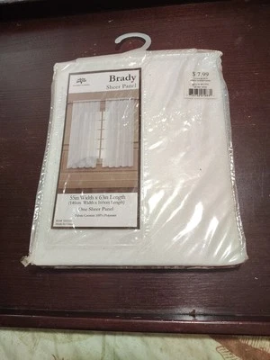 55 Inch Width x 63inch Length One Sheer Panel By Brady 100% Polyester - Image 1 of 4