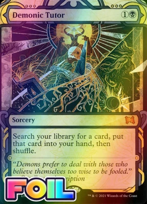 x1 Demonic Tutor STA MTG 27 FOIL SHOWCASE BORDERLESS MYTHIC M/NM 1x - Image 1 of 3