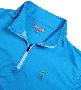 Peter Millar Perth Performance Quarter-Zip TEAL Size Large Golf Pullover EUC - Picture 1 of 9