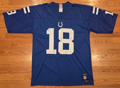 Camiseta Peyton Manning Reebok Indianapolis Colts #18 Talla L Usada Azul NFL Foto 1 de 4