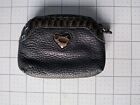 Brighton Small Coin Change Purse Bag  Zippered Black Leather Croc Vintage Heart
