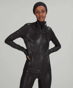 Lululemon Define Giacca con Cappuccio Nero Lucido Radiate Foil Stampa Nulu Donna 8 - Foto 1 di 6