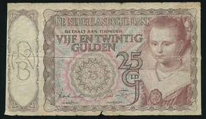 Netherlands 25 Gulden 1943 P#60 Nederlandsche Bank - Picture 1 of 2