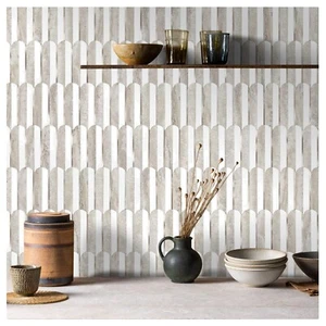 10Pck Pure White+Beige Slate+Light Gold Peel and Stick Backsplash Seamless Tile - Picture 1 of 10