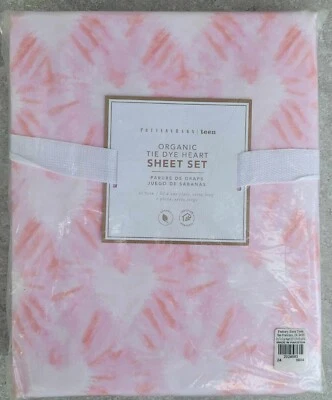 Juego de sábanas dobles Pottery Barn Kids tinte de algodón orgánico corazones ROSADOS BARBIECORE Foto 1 de 4