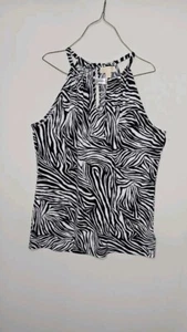 Michael Michael Kors Large Zebra Halter Top Keyhole Womens - Picture 1 of 7