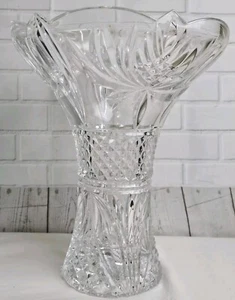 Shannon by Godinger Large 12” Lead Crystal PALM TREE Peony Vase - Picture 1 of 13