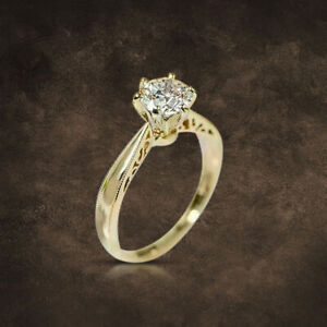 1Ct Moissanite LabGrown Diamond Solitaire Wedding Engagement Ring 10K Solid Gold
