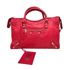 NWT Balenciaga Giant 12 City Red Lambskin Leather Satchel Bag Silver Hardware