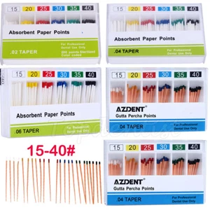 Dental Absorbent Paper Points/Gutta Percha Points Taper 0.02/0.04/0.06 15-40# - Picture 1 of 31