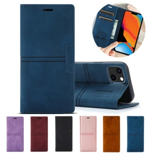 Flip Leather Wallet Case For iPhone 14 7 8 Plus 15 11 12 13 Pro Max Magnet Cover - Picture 1 of 18