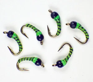 Zebra Midge Tungsten Nymphs Caddis Green - Premium Trout Fly Fishing Flies - Picture 1 of 24