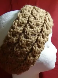 Hand Knit Camel Tan Wool Irish Braided Cable Warm Ski Headband New Never Worn - Picture 1 of 9