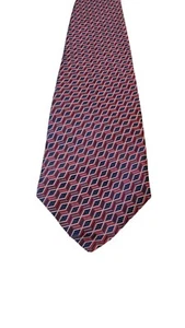 Geofrey Beene Men’s NeckTie 100% Silk Tie Red/White/Blue Geometric Pattern - Picture 1 of 9