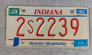 Targa veicolo Indiana 1993 2 S 2239 Allen County decorazione garage mancava - Foto 1 di 2