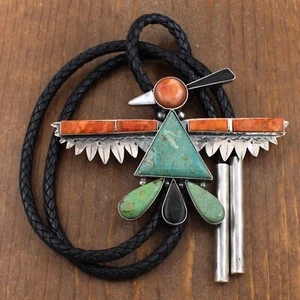 Huge Sterling Silver Multi-Stone Thunderbird Bolo Tie by Buddy Lee - Picture 1 of 8