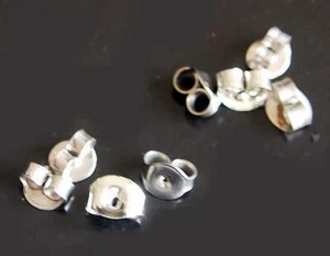 12 Earring Pierce Post Stud Secure Backs Silver Findings DIY Jewelry Making - Picture 1 of 2