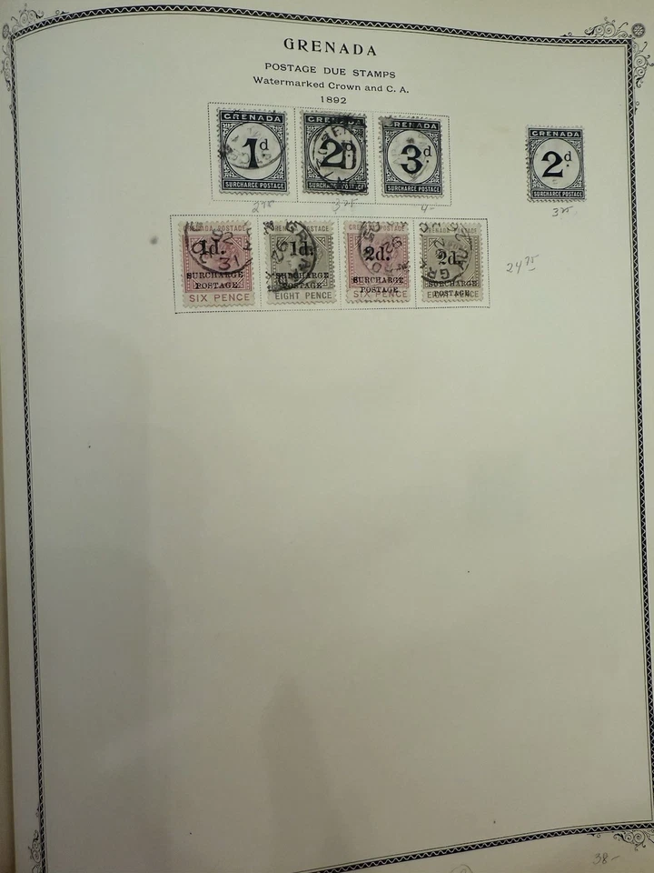 Почтовые марки Гренада с водяными знаками корона и Южная Каролина Б/у 1892  - Изображение 1 из 1