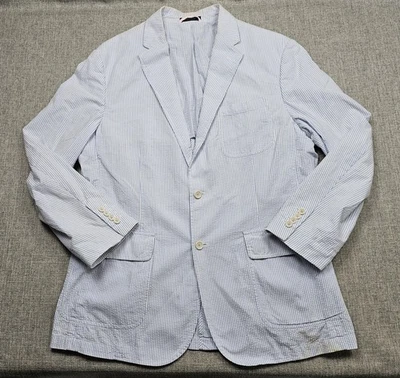 Chaqueta Blazer Abrigo Deportivo Polo Ralph Lauren Para Hombre XL Azul Blanco Seersucker Foto 1 de 4