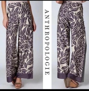 Anthropologie Leifnotes seidige Dahlie weites Bein transparenter Einsatz Palazzohose Größe 10 - Bild 1 von 9
