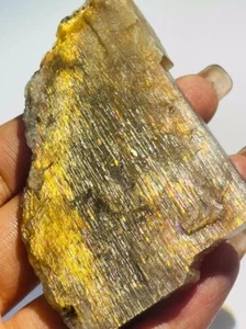 46,6 g natürlicher Streifen Regenbogen Sonnenstein Quarz Kristall grobe Edelsteine Mineral Probe - Bild 1 von 4