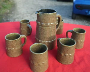 service a orangeade en gres vintage pot et 6 verrres - Imagen 1 de 5