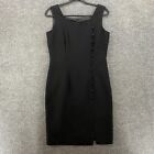 Virgo Sheath Dress Womens 6 Black Sleeveless Front Button Square Neck Formal