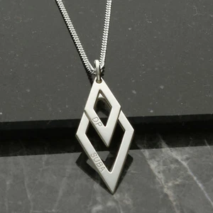 Collar y cadena colgante personalizado de plata esterlina 925 doble diamante - Imagen 1 de 3