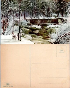 Unused German Postcard Waterfall in Winter Vintage Chrome PC - Picture 1 of 1
