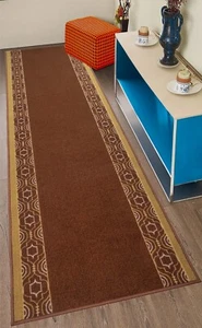 Custom Size Washable Non Slip Trellis Design Brown Runner Rug 26"/30"/36" Width - Picture 1 of 5