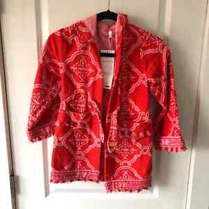$155 Zimmermann Anneke Textured Towel Robe Red size 8y Girl's New with tags