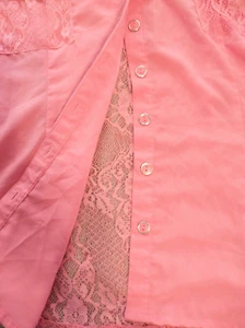 Heart Soul Button Up Large Juniors Ladies Lace Chiffon Shirt Blouse Pale Pink - Picture 1 of 15