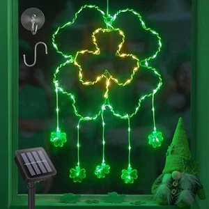 St Patricks Day Decorations Leprechaun Shamrock Window Lights 12 Inch Large St - Picture 1 of 7