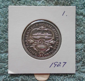 C61 #1. 1927 AUSTRALIAN OLD PARLIAMENT HOUSE SILVER FLORIN TWO SHILLING COIN - Picture 1 of 3