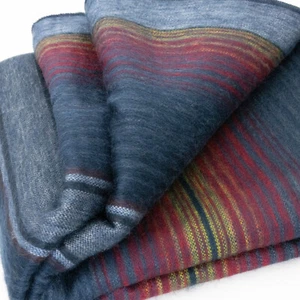 COPERTA MORBIDA E CALDA IN LANA ALPACA A RIGHE DIVANO LETTO MATRIMONIALE THROW MIDNIGHT BLUES - Foto 1 di 12