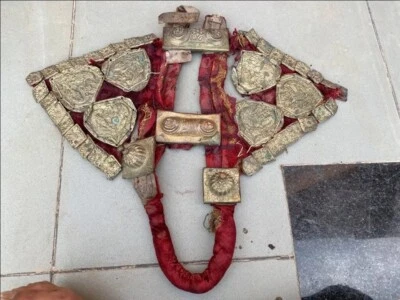 Ancient Ethnic Copper Gold Horse Elephant Traditional Jewelry Accessory Panel - Image 1 of 4