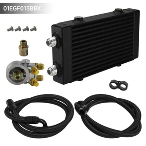 Pequeño enfriador de aceite de barra y placa de doble paso con termostato de 80 grados filtro kit adaptador - Imagen 1 de 10