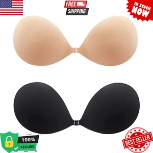 Adhesive Bra Invisible Silicone Push Up Bra, Strapless Sticky Backless Reusable - Picture 1 of 6