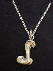 Snake Made From Fine Pewter On 24" Silver Plated Curb Chain Necklace codew10